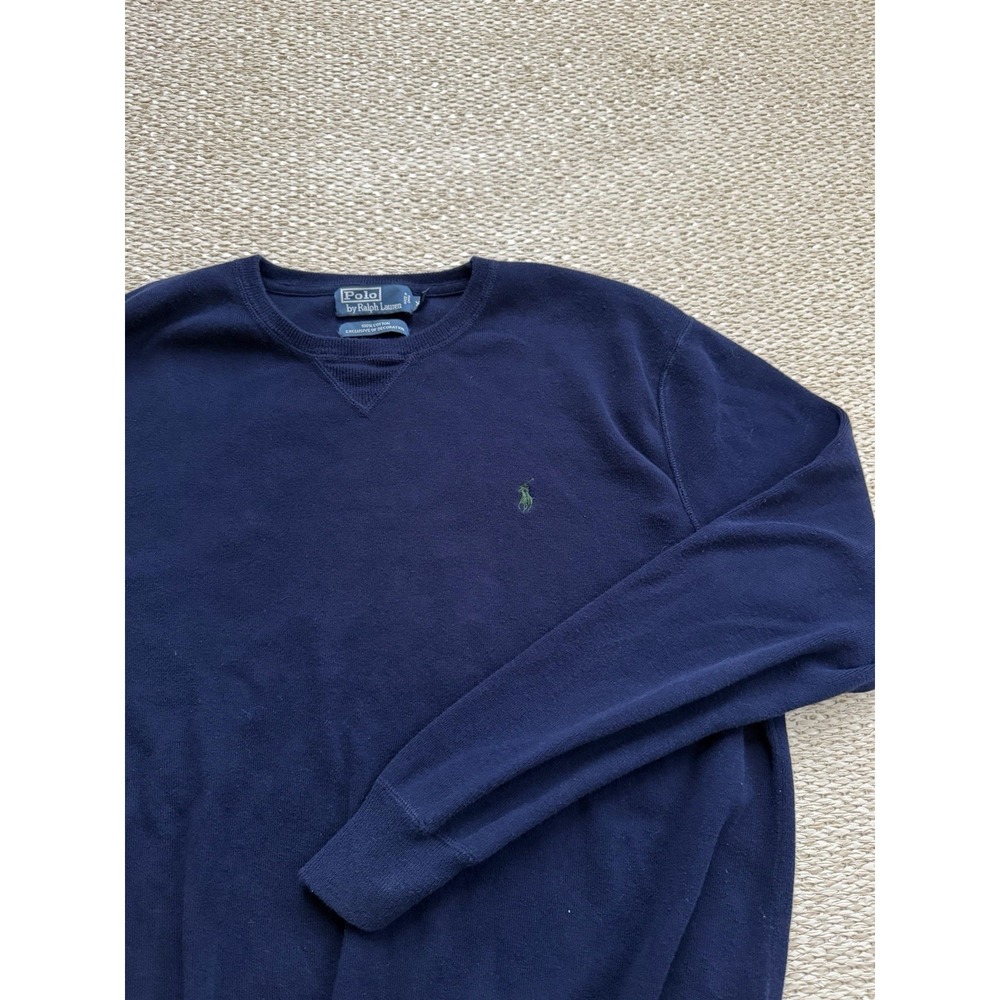 Men's Vintage Polo Ralph Lauren Cotton Pullover Navy Preppy Sweater Old Money XX